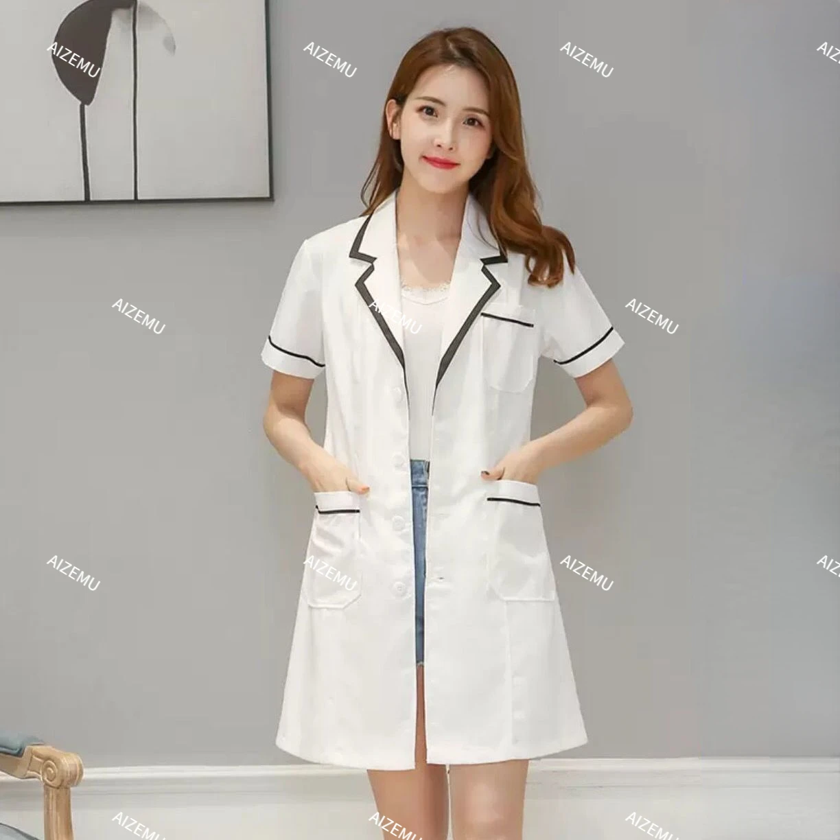 Medical Lab Management - Women spa dress Short-sleeve Beauty uniform
