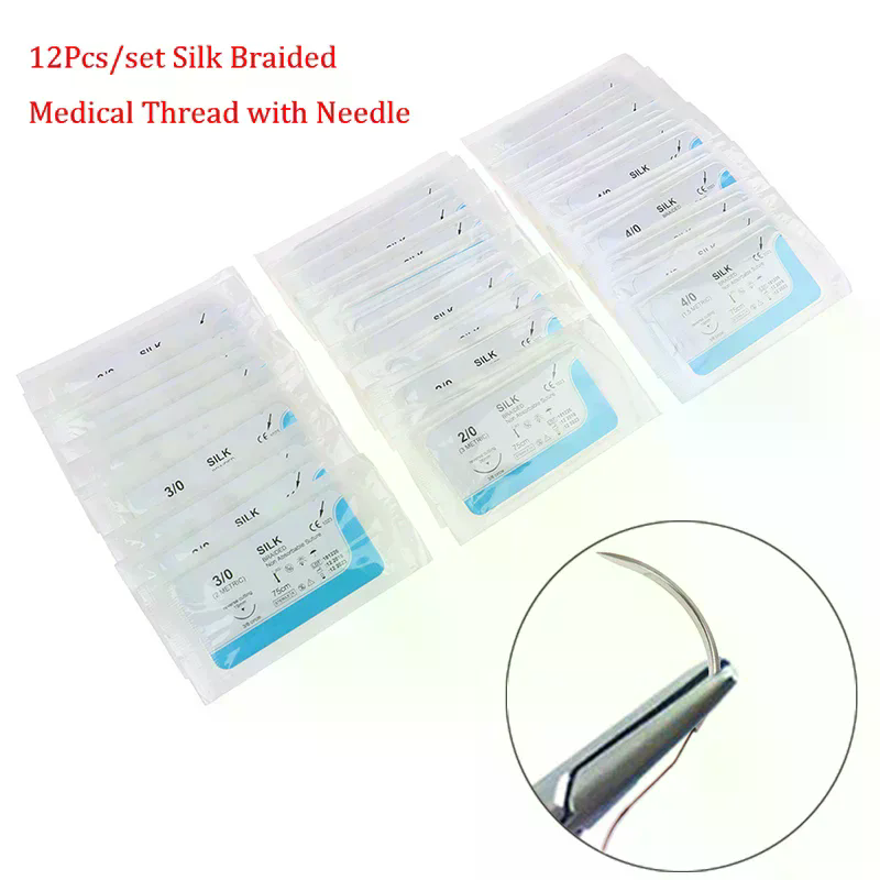 Medical Lab Kit - 12PCS Silk Dental Suture Kit Surgical